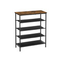 Pantofar cu 5 rafturi, Vasagle, 75x30x91 cm, PAL/otel/poliester, maro