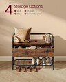 Bancheta cu spatiu de depozitare si pantofar, Vasagle, Industrial Style, max 136 kg, 80x30x63.5 cm, PAL/otel, maro