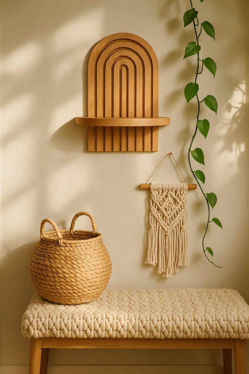 Raft de perete, Hanah Home, Artmtkwll1, 20x35x13 cm, Stejar - view 4
