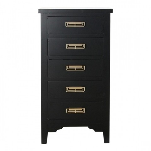 Comoda cu 5 sertare, dkd, 48 x 30 x 92 cm, metal/mdf, negru/auriu