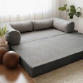 Canapea extensibila cu 3 locuri, Evalina, 383EVN1268, Material: 100% catifea PES, Antracit