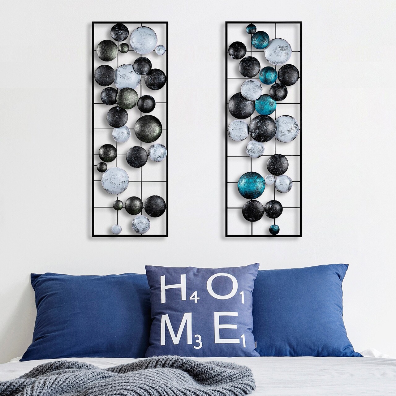 Decoratiune de perete, Camber, Metal, Latime: 32 cm / Inaltime: 92 cm / Adancime: 4 cm (2 bucati), Multicolor - 1 | YEO