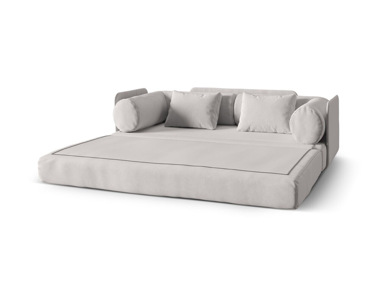 Canapea extensibila 3 locuri, Dreamy, Micadoni Home, 206x95x70 cm, catifea, gri deschis — imaginea 4