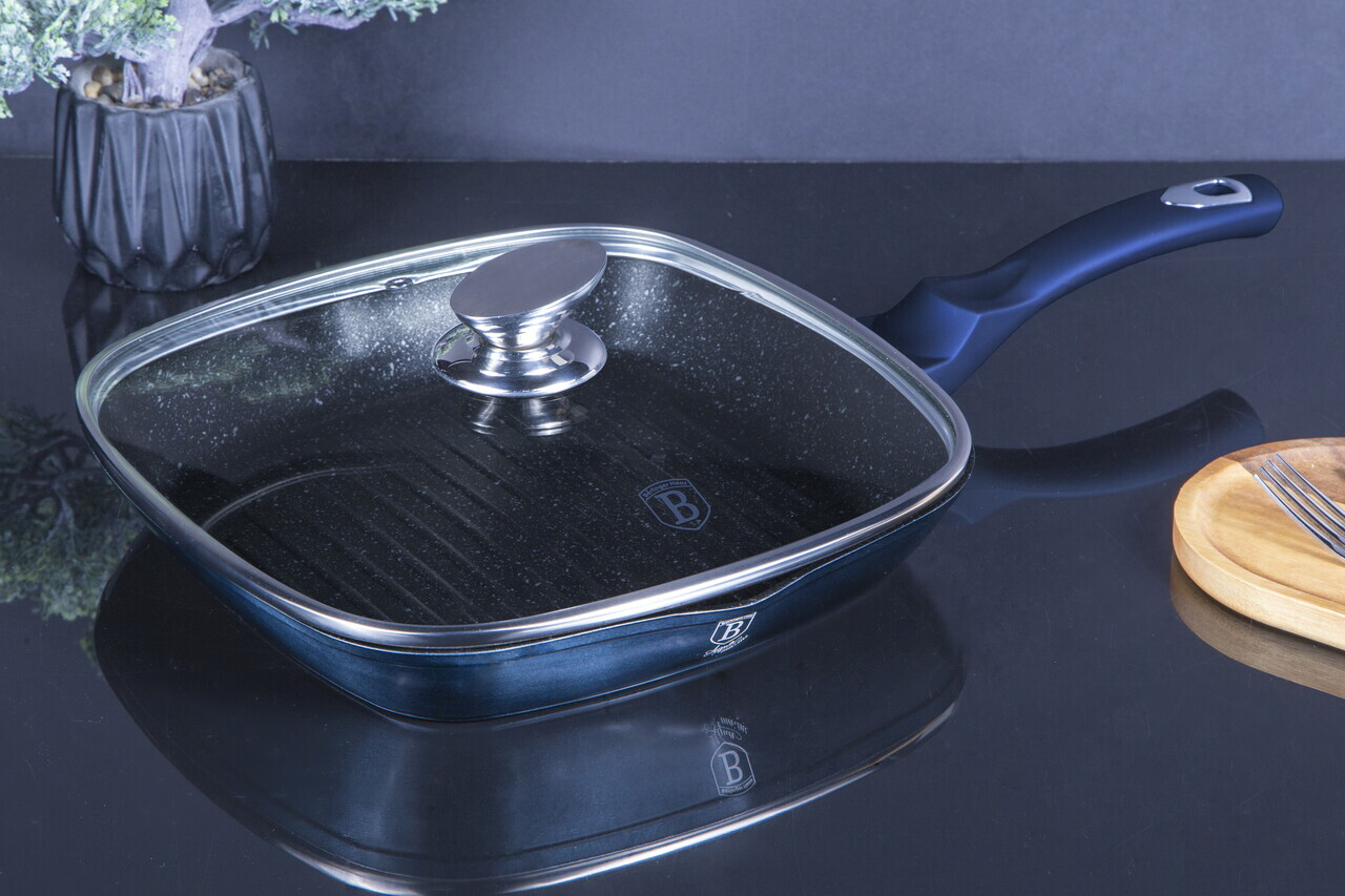 Tigaie grill cu capac Berlinger Haus, Aquamarine, 28 cm, 2.1 L, aluminiu forjat, blue - imagine 5