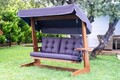 Balansoar de gradina 3 locuri, Swingo, Viva 2200, 220x100x175 cm, Cadru: 100% MID, Antracit