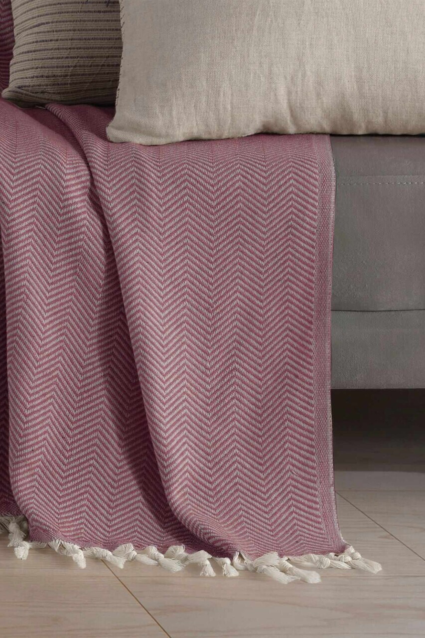 Cuvertura de pat, L'essentiel Maison, 2M, Bumbac, Rosu claret — imaginea 2
