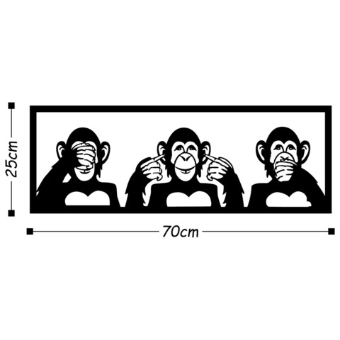 Decoratiune de perete, Three Monkeys - M, Tanelorn, 70x25 cm, metal