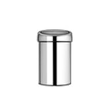 Cos de gunoi cu soft touch, Brabantia, Brilliant Steel, cu fixare pe perete, 3 L, 18.4x18x28 cm, otel, argintiu
