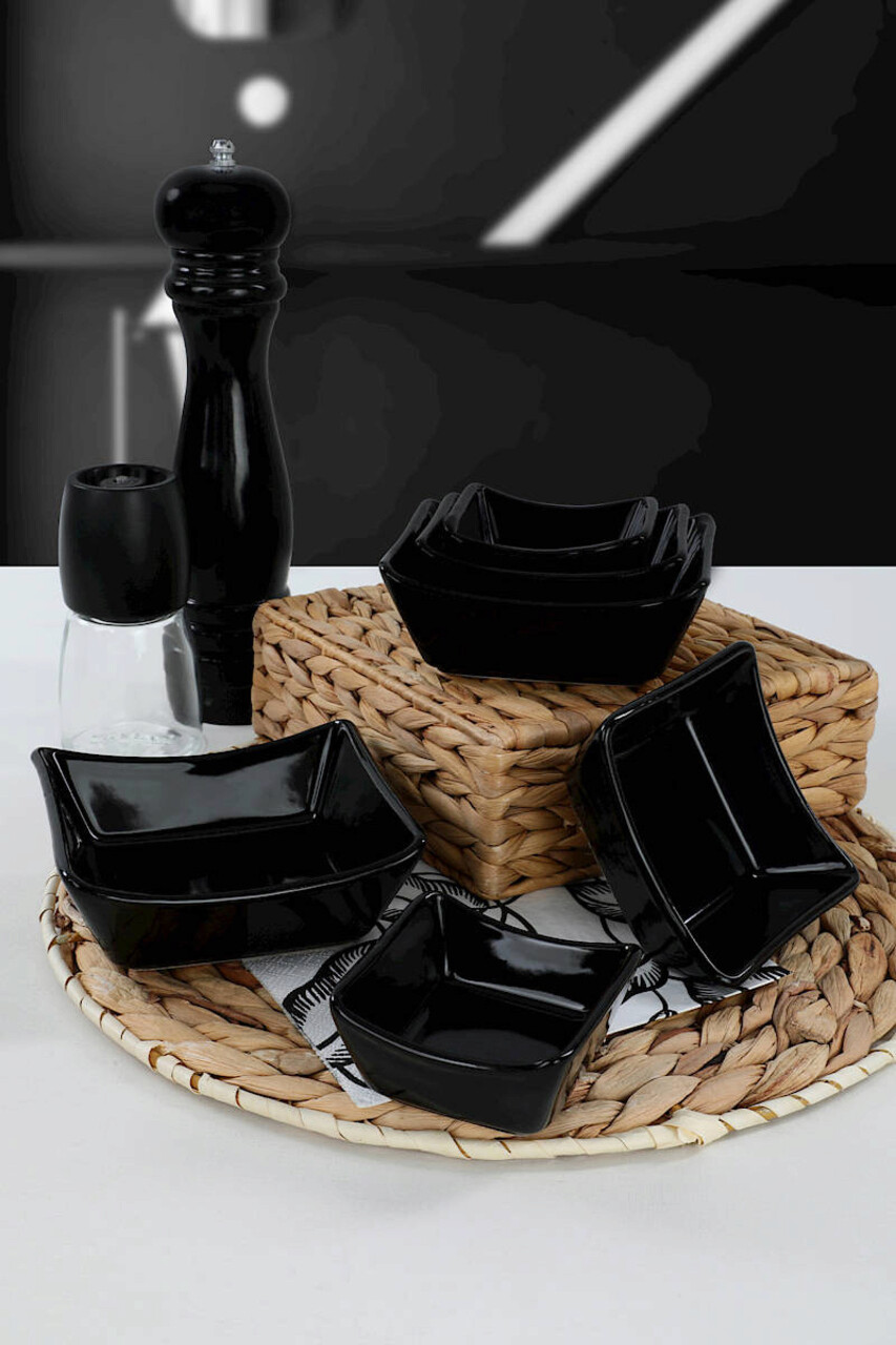 Set boluri pentru sos Keramika 275KRM1172 Ceramica  Dimensiune: 12 x 47 cm / 325 cc (2 bucăți) Negru