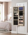 Cabinet pentru bijuterii cu oglinda si fixare usa/perete Songmics, 36.7 x 10 x 120 cm, PAL, maro
