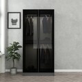 Dulap pentru haine, Minerva, Kale Glass Anthracite, 90x210x52 cm, PAL, Negru / Antracit