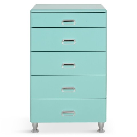 Comoda 5 sertare, federica, l.60 l.44 h.104, pal/mdf/plastic, vernil