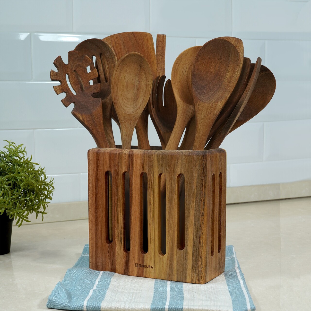 Lingura, lemn de acacia, 35 cm - Zokura - imagine 6