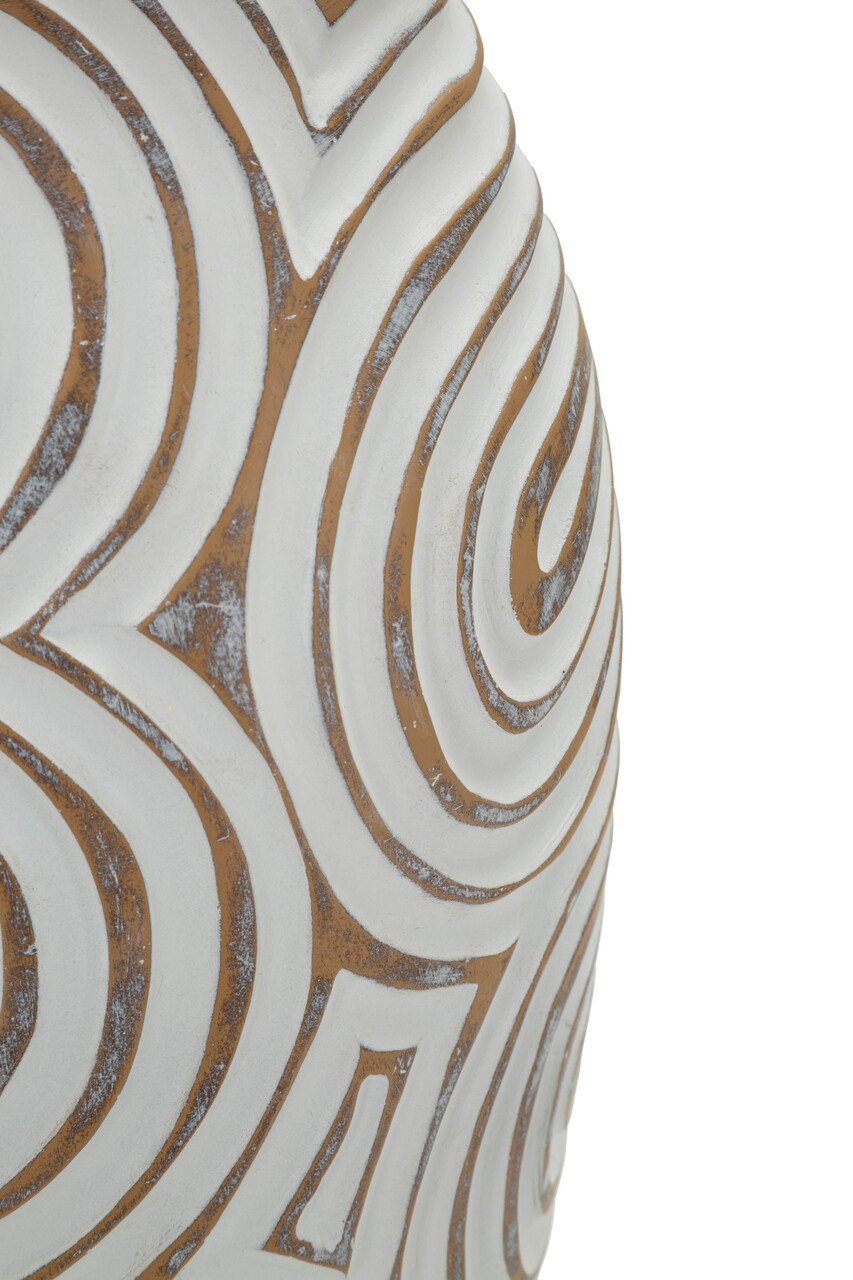 Vaza decorativa, Mauro Ferretti, Oblix, 19.5x35 cm, polirasina, alb decolorat - imagine 2