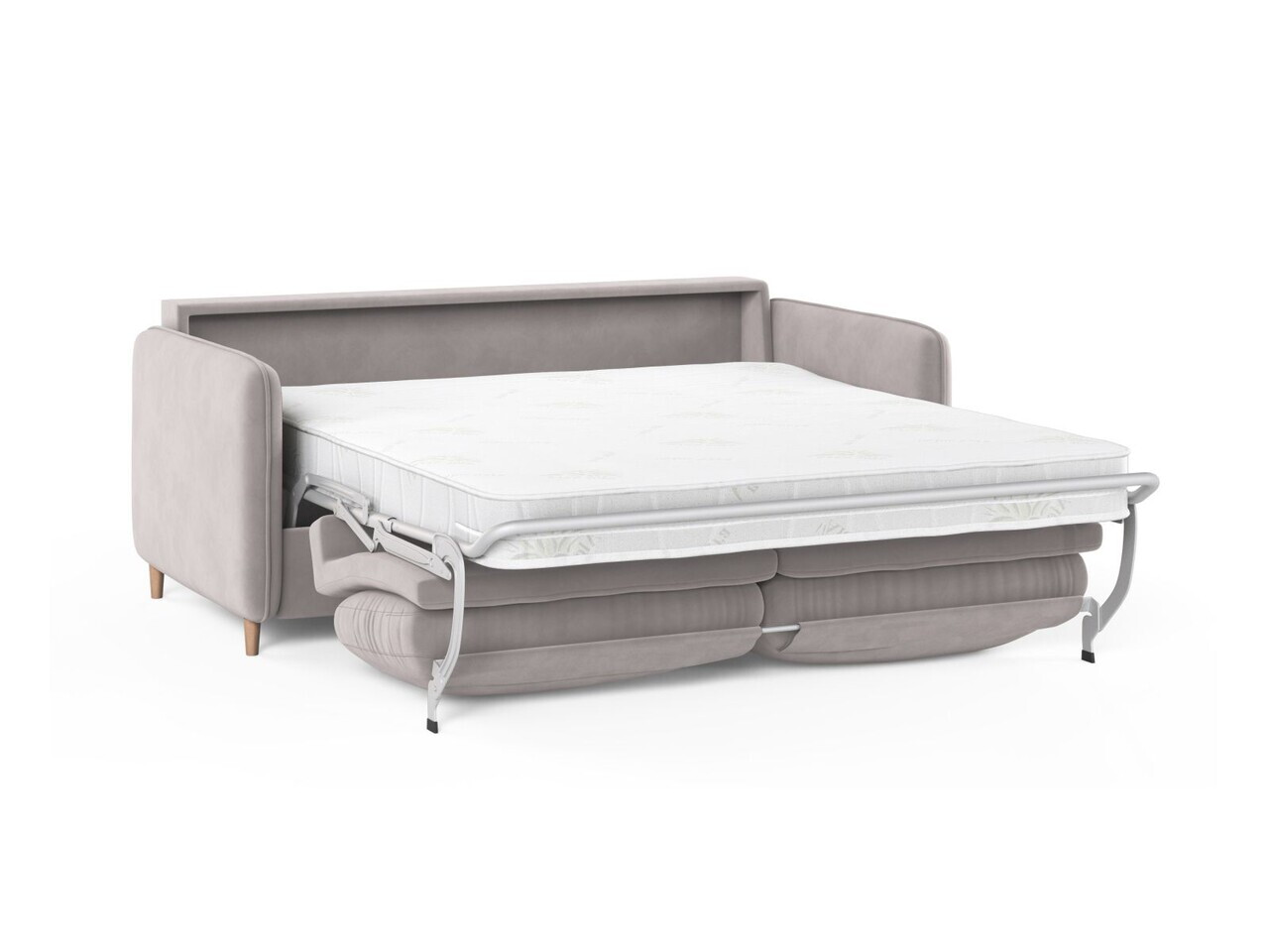Canapea extensibila 3 locuri, Simo, Micadoni Home, 184x102x95 cm, catifea, gri deschis — imaginea 4