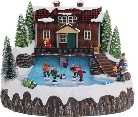 Decoratiune luminoasa Christmas Village House, 29x28x23 cm, poliston, multicolor Decoratiuni si ornamente