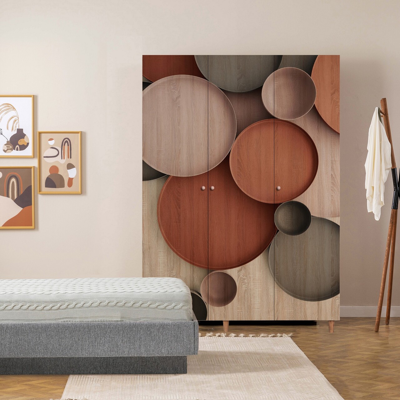 Dulap pentru haine, Vella, Lena 3 -976, 135x192x52 cm, PAL, Sonomo - 1 | YEO