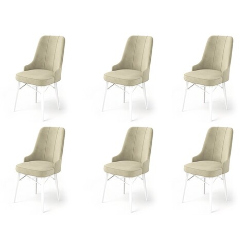 Set de scaune, Charlotte, Pare, Metal, Crem/Alb
