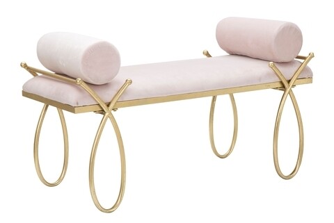 Poza Bancheta Ribbon Pink, Mauro Ferretti, 112.5 x 49 x 53 cm, fier/poliester