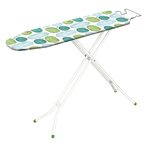 Masa de calcat jean green stone, gimi, 110 x 33 cm, metal/bumbac/burete, alb/verde