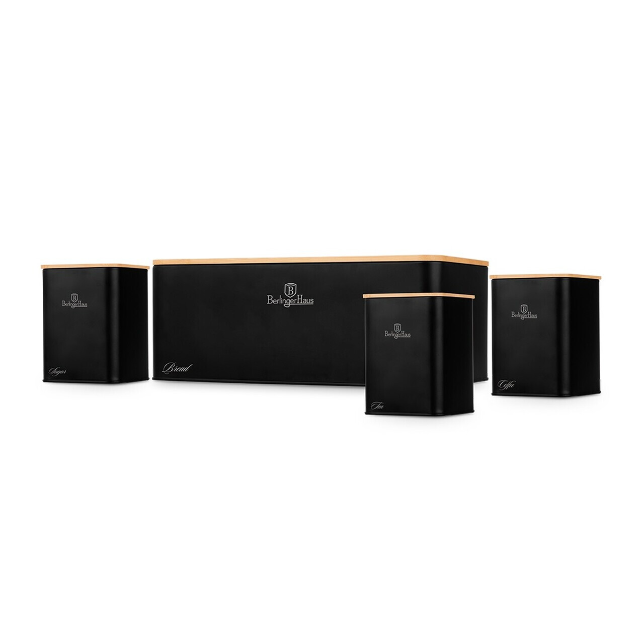 Set cutie pentru paine si 3 recipiente Berlinger Haus, Matte Black, 33x18x12 cm, otel carbon, negru mat/natur - view 4