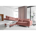 Coltar extensibil stanga 4 locuri ELTAP, LT-24NU, Noble, 255x201x100 cm, lemn/poliester, roz