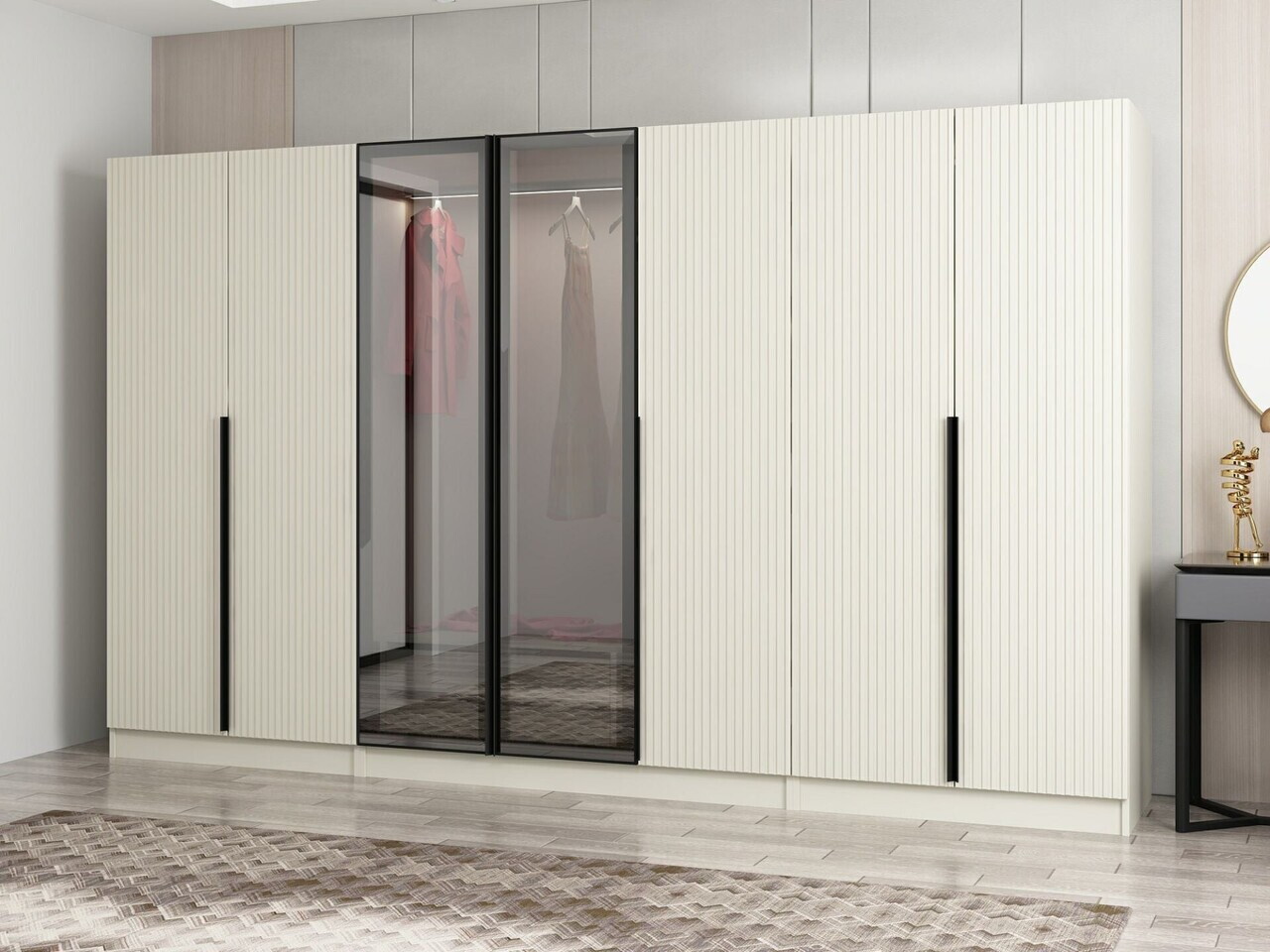 Dulap pentru haine, Hanah Home, Nisa, 315x210x52 cm, Gresie — imaginea 4