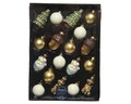 Set 18 globuri Tree & Acorn , Decoris, sticla, alb/auriu