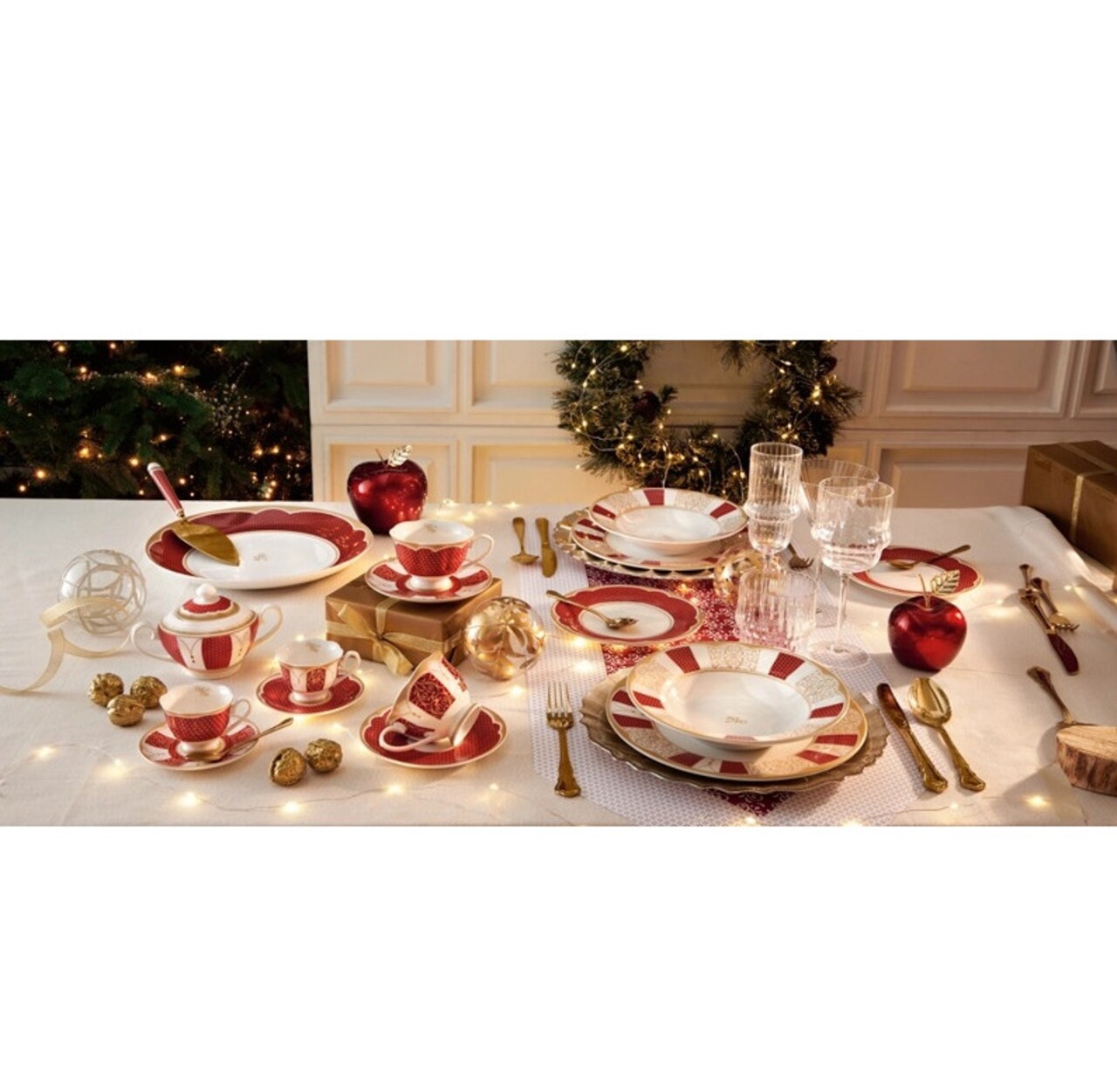 Platou pentru servire, Golden Eye Red, Brandani, 30.5, portelan
