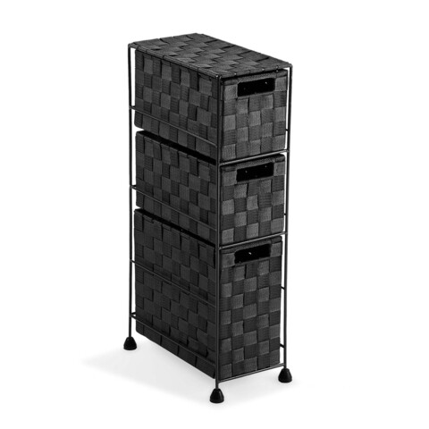 Organizator pentru baie cu 3 compartimente melissa, versa, 15.5x28x57 cm, negru