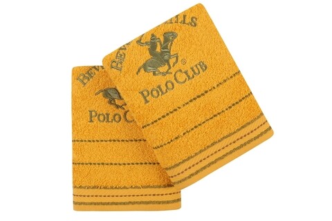 Set 2 prosoape de maini 403,  Beverly Hills Polo Club, 50x90 cm, bumbac, mustar