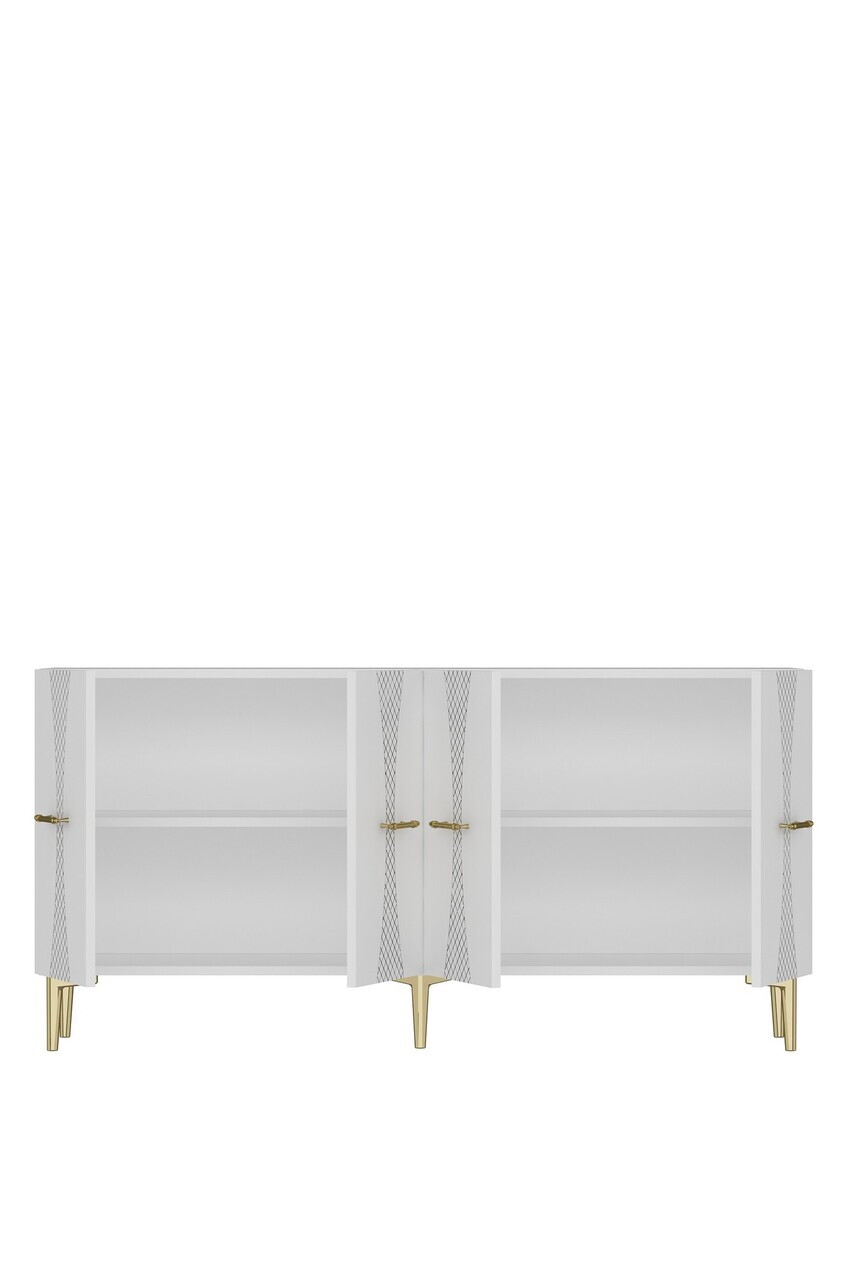 Consola, Hanah Home, Slim 150, 150x75x32 cm, Alb/Auriu — imaginea 7