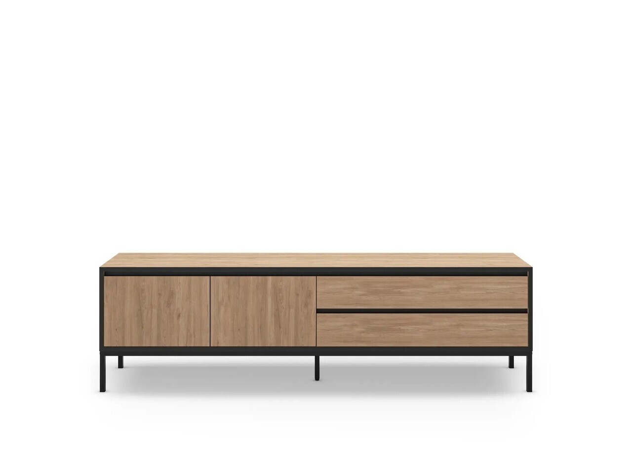 Comoda TV, Hanah Home, Lorenza, 180x55x40 cm, PAL, Stejar Sepet / Lemn Negru / Negru — imaginea 3
