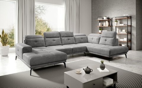 Coltar dreapta 6 locuri ELTAP, RT-03NU, Bretan, 350x205x107 cm, lemn/poliester, gri deschis