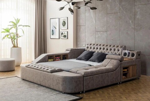 Pat dublu, Hanah Home, Dorwell Smart, 250x100x290 cm, Frame: 70% HORNBEAM/30% MELAMINE COATED CHIPBOARD, Maro