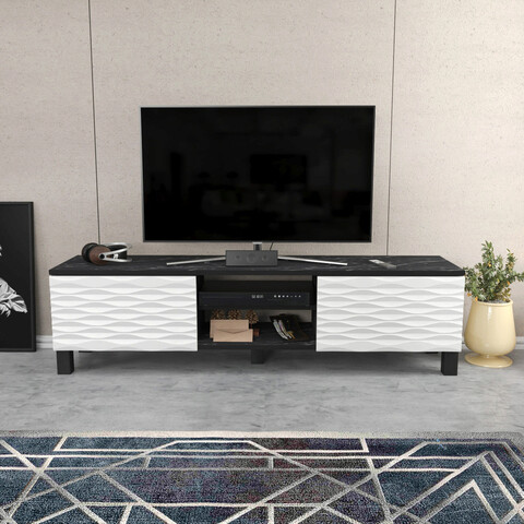 Comoda tv, retricy, lukas, 150x35x40.3 cm, pal, alb negru