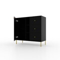 Comoda ADRK, Tili 1D 3S 3P, 100.2x40.8x95 cm, PAL laminat, negru