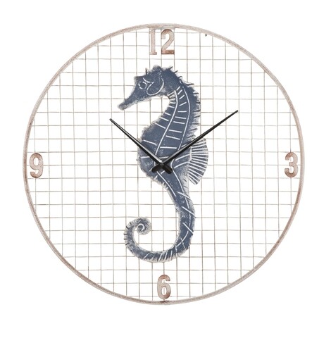 Ceas de perete sea horse, mauro ferretti, Ø 55.5 cm, fier, alb/albastru