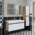 Set Dulap de Baie cu Chiuvetă și Oglindă (3 Piese), Hanah Home, 1902, MDF-LAM, Pin Atlantic / Alb Mat