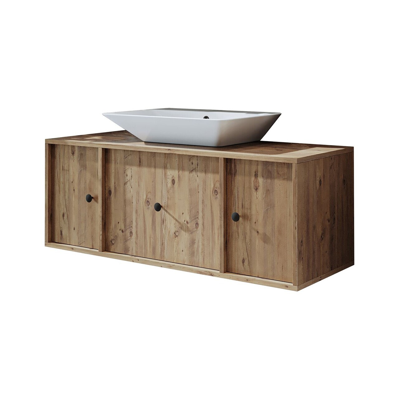 Dulap de baie cu chiuvetă, Hanah Home, 2543, MDF, Maro — imaginea 6