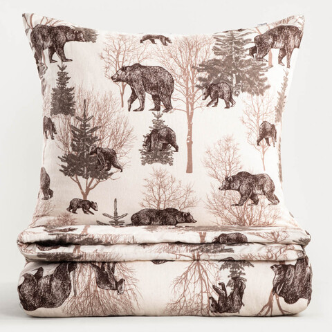 Lenjerie de pat dubla Urso, Homla, 3 piese, 160x200 cm, bumbac, multicolor