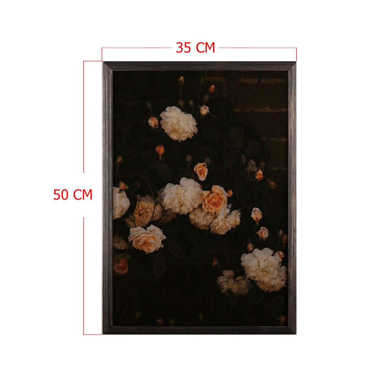 Tablou decorativ, White Flowers, Lemn, Lemn, Multicolor