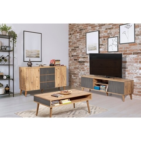 Set mobilier living 3 piese, comoda, comoda tv si masuta, motto 752, vella, atlantic pine