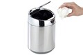 Cos de gunoi pentru cosmetice, Maximex, Senso, 12.5 x 12.5 x 18 cm, 0.8 L, inox, gri