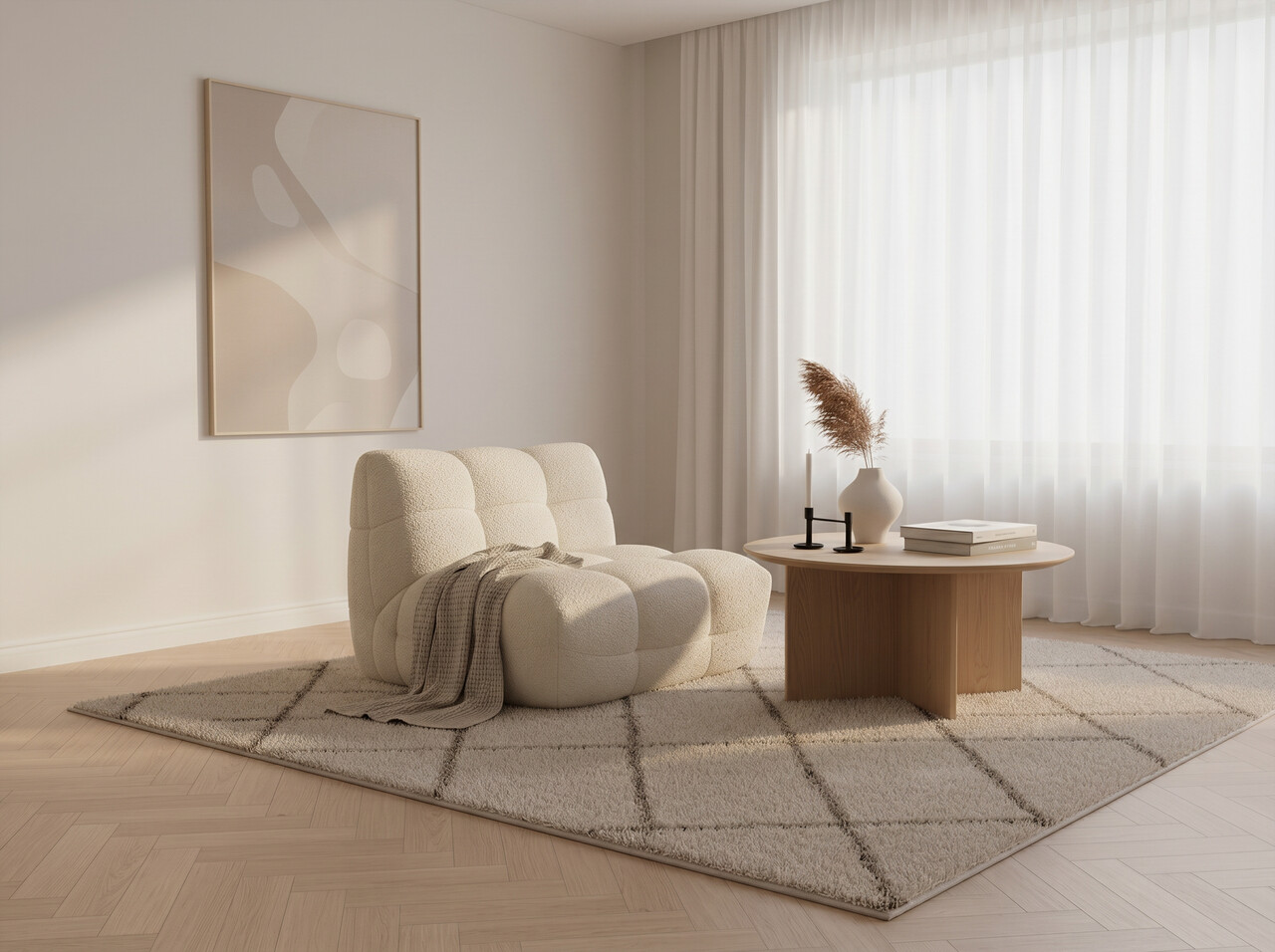 Fotoliu Bellezza, 120x104x72 cm, Ivory