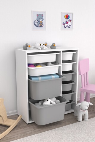 Dulap multifunctional, Estella, Zen 2D2K6U, Alb/Gri