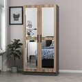 Dulap pentru haine, Minerva, Kale Mirror Anthracite Oak, 90x210x52 cm, PAL, Antracit / Stejar