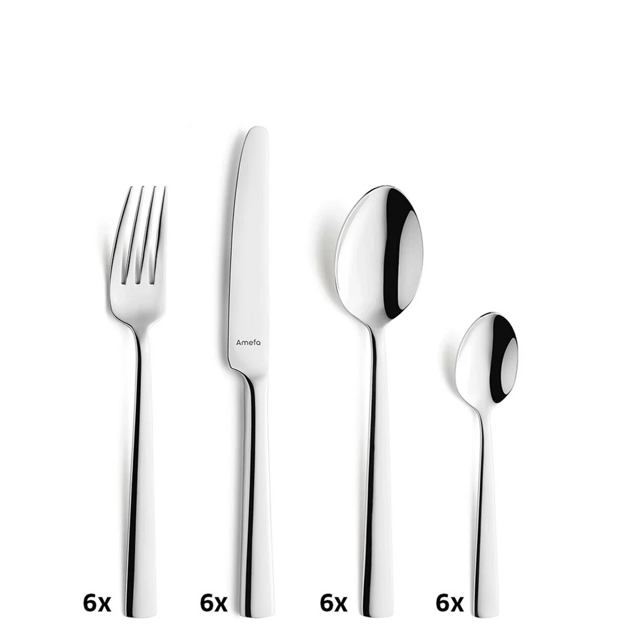 Set tacamuri 24 piese Amefa, Moderno, inox 18/10, argintiu — imaginea 10