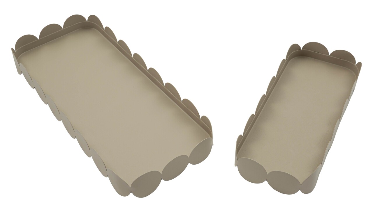 Set 2 tavi decorative, Mauro Ferretti, Saturn, 40x16.5x4.5 cm, metal, gri dove - imagine 5