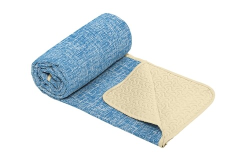 Cuvertura matlasata cu 2 fete alcam, microfibra, 210x220 cm, blue jeans